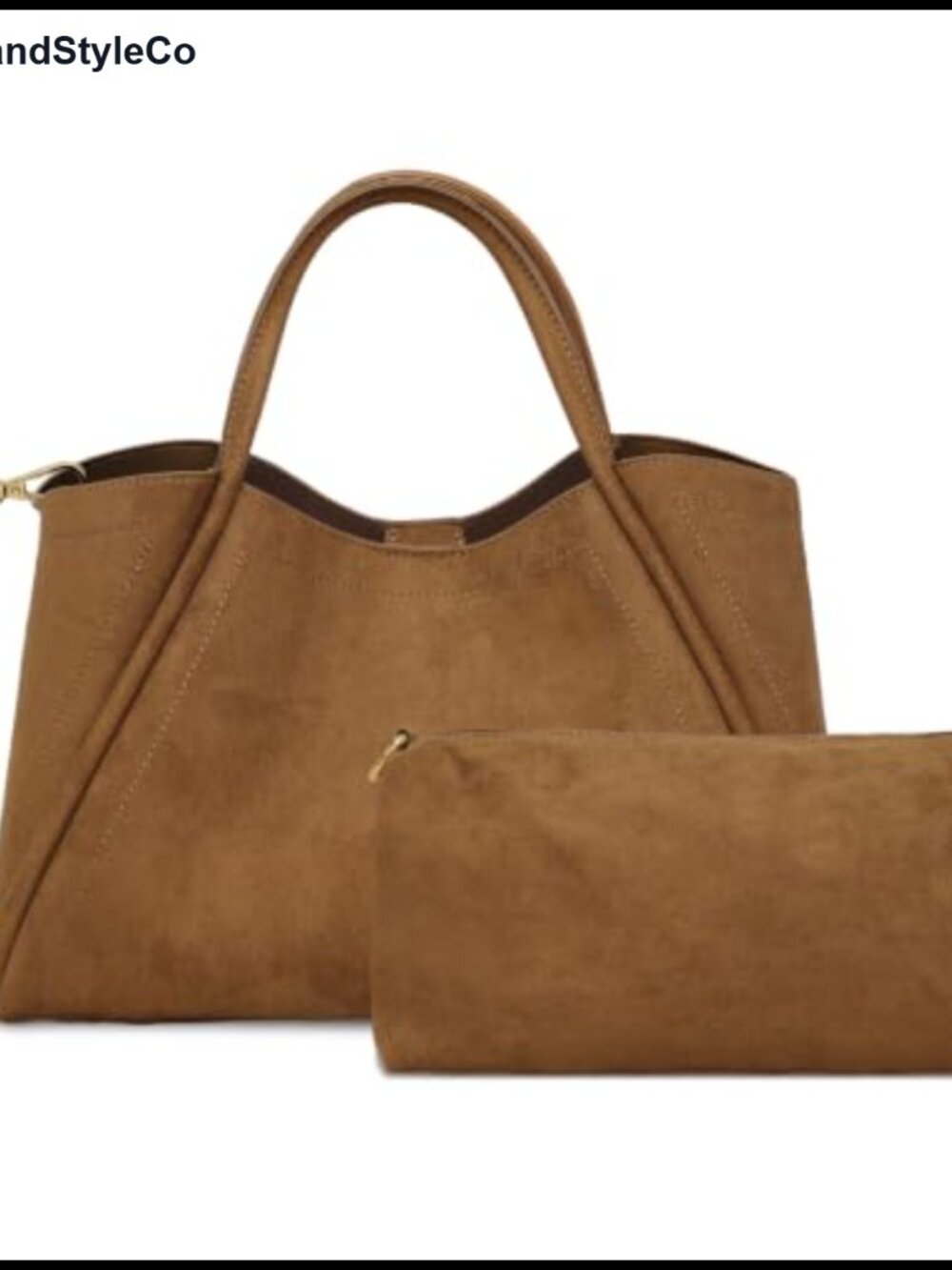 Faux Leather Satchel Handbag with Inner Pouch Structured Shoulder Bag